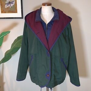 Vintage Andy Johns Kaos Colorblock Layered Hooded Jacket, Size M